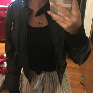 Cropped Faux Leather Jacket
